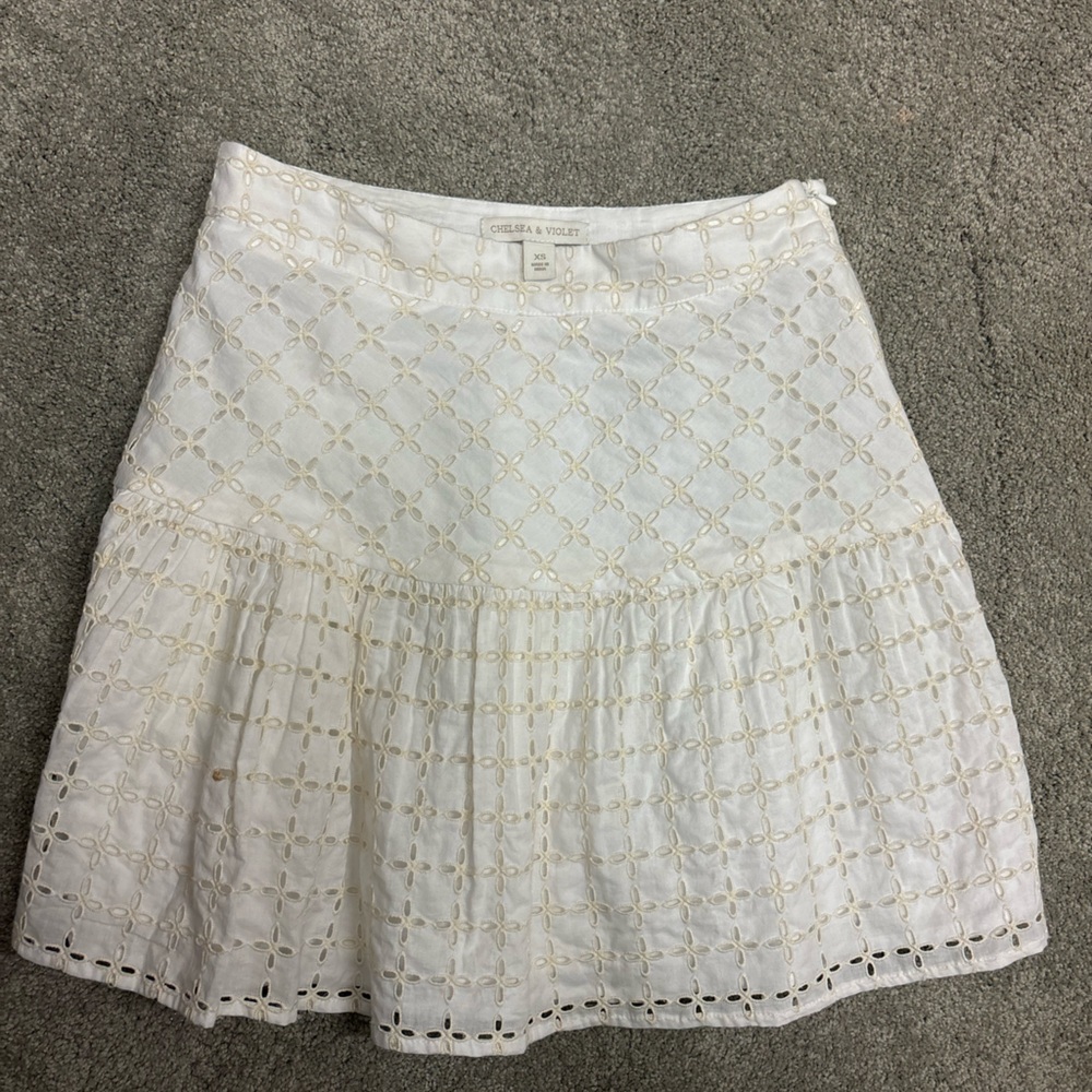 Chelsea and Violet Elegant White Eyelet Skirt